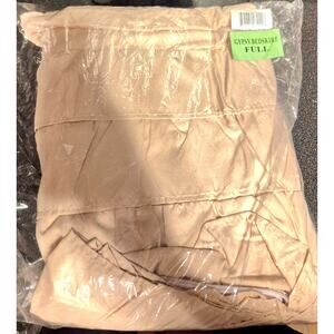 Gypsy bed skirt full size mattress box spring bedroom layers ruffles tan NEW